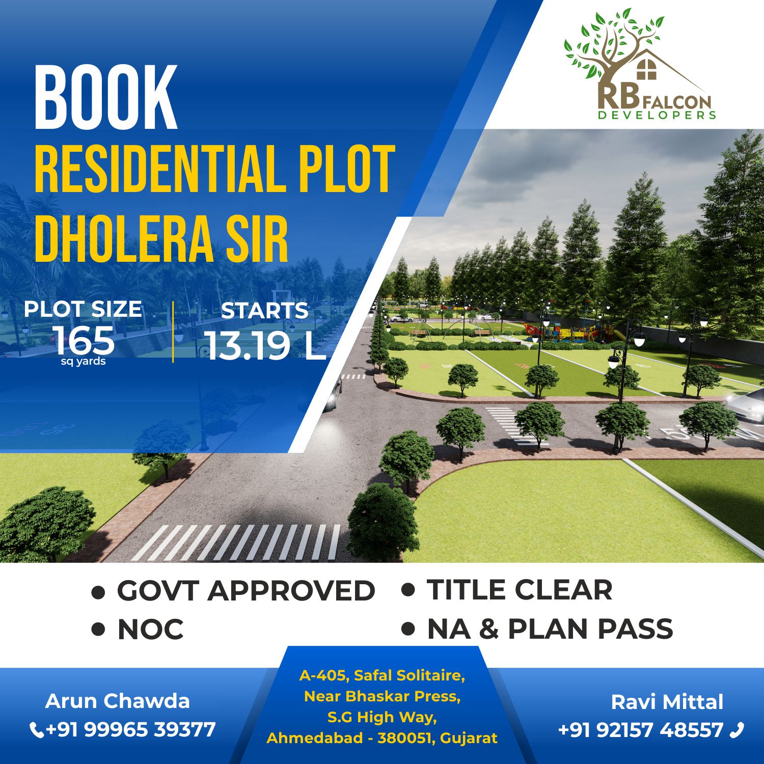 87 sq yd plot for sale on diamond chowk to dholera international airport dholera